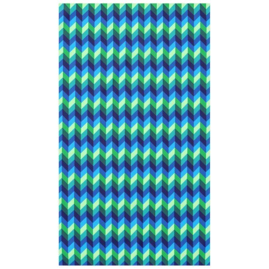 Blauw groen Ombre Chevrons groot tafelkleed (Voorkant)
