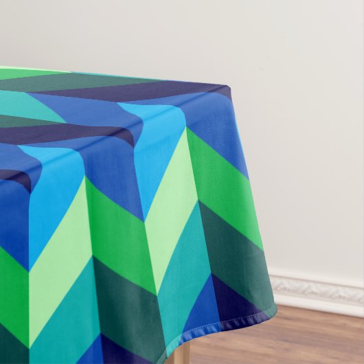 Blauw groen Ombre Chevrons groot tafelkleed (Voorbeeld)