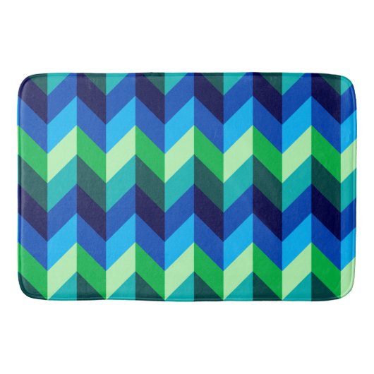 Blauw Groen Ombre Chevrons Grote Badmat (Voorkant)
