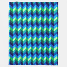 Blauw Groen Ombre Chevrons Grote Fleece Deken