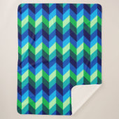 Blauw Groen Ombre Chevrons Grote Sherpa Deken (Voorkant)