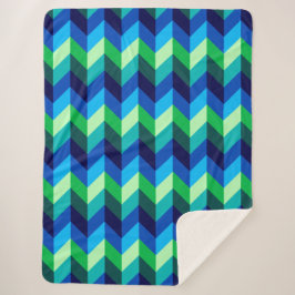 Blauw Groen Ombre Chevrons Grote Sherpa Deken