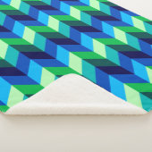 Blauw Groen Ombre Chevrons Grote Sherpa Deken (3/4)