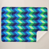 Blauw Groen Ombre Chevrons Grote Sherpa Deken (Voorkant (horizontaal))