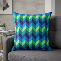 Blauw Groen Ombre Chevrons Grote Worp Kussen