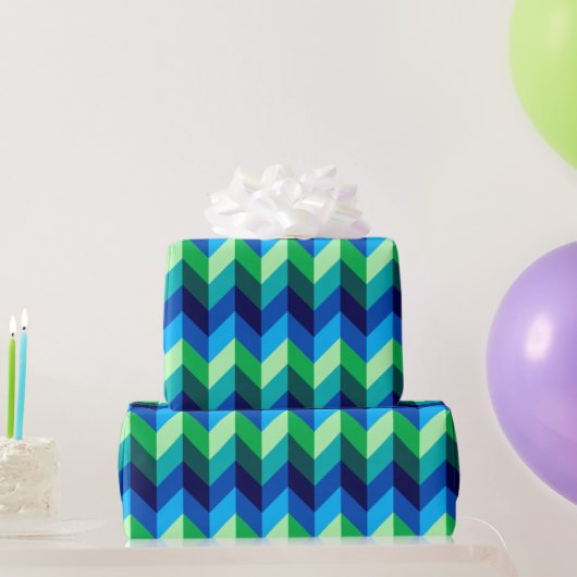 Blauw Groen Ombre Chevrons inpakpapier (Feestgeschenken)