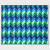 Blauw Groen Ombre Chevrons inpakpapier (Vlak)