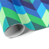 Blauw Groen Ombre Chevrons inpakpapier (Rol Hoek)