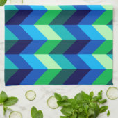 Blauw Groen Ombre Chevrons Keukenhanddoek (Gevouwen)