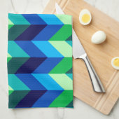 Blauw Groen Ombre Chevrons Keukenhanddoek (Quarter Fold)