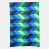 Blauw Groen Ombre Chevrons Keukenhanddoek (Verticaal)