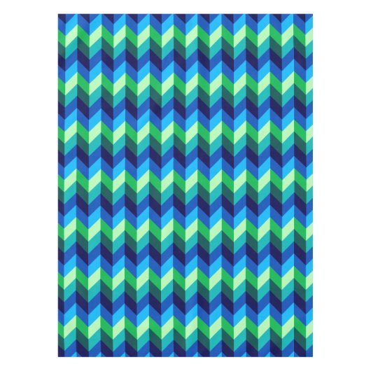Blauw Groen Ombre Chevrons Klein Tafelkleed (Voorkant)