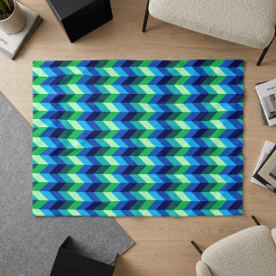 Blauw Groen Ombre Chevrons Kleine Fleece Deken