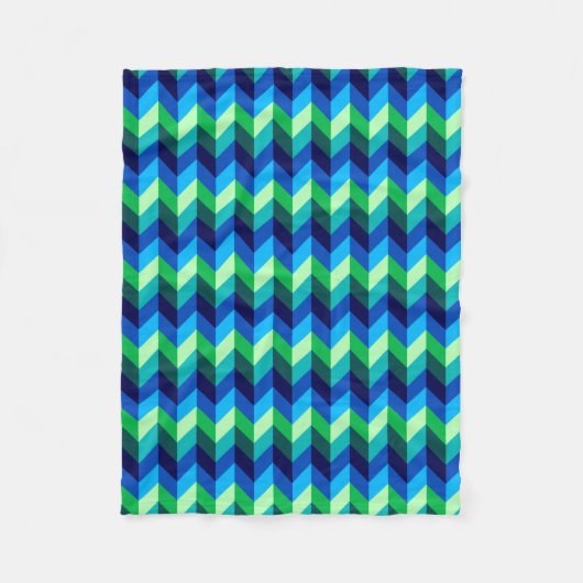 Blauw Groen Ombre Chevrons Kleine Fleece Deken (Voorkant)