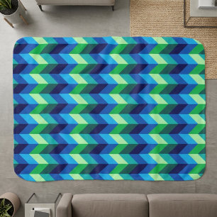 Blauw Groen Ombre Chevrons Kleine Sherpa Deken