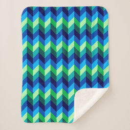 Blauw Groen Ombre Chevrons Kleine Sherpa Deken