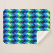 Blauw Groen Ombre Chevrons Kleine Sherpa Deken (Voorkant (horizontaal))