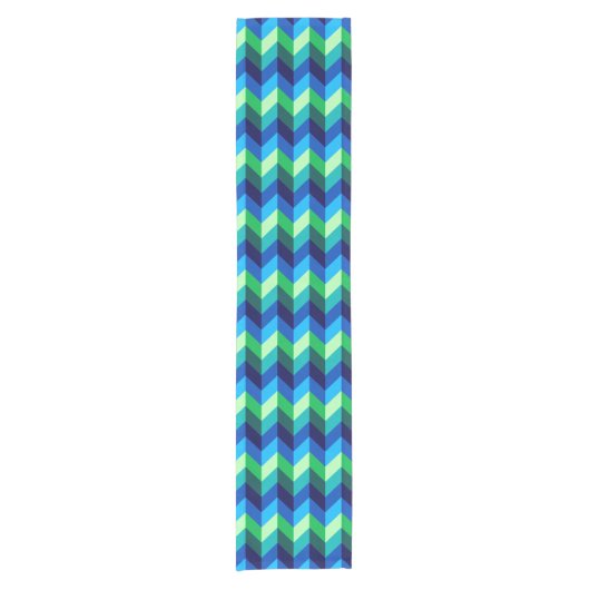 Blauw Groen Ombre Chevrons Kleine Tafelloper (Voorkant)