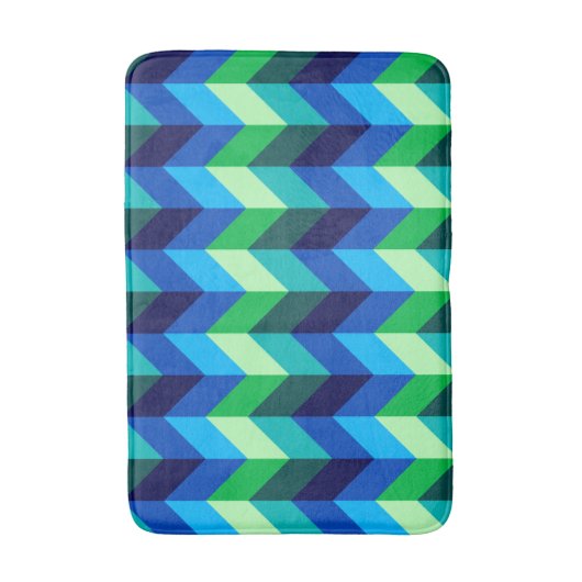 Blauw Groen Ombre Chevrons Medium Badmat (Voorkant Verticaal)