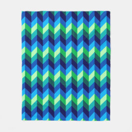Blauw Groen Ombre Chevrons Medium Fleece Deken
