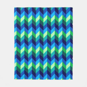 Blauw Groen Ombre Chevrons Medium Fleece Deken