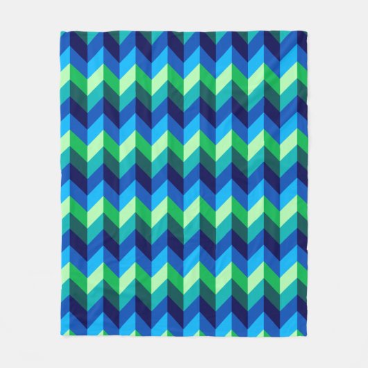 Blauw Groen Ombre Chevrons Medium Fleece Deken (Voorkant)