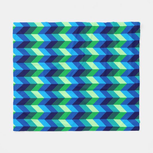 Blauw Groen Ombre Chevrons Medium Fleece Deken (Voorkant (Horizontaal))