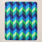 Blauw Groen Ombre Chevrons Medium Sherpa Dekbed Deken (Voorkant)