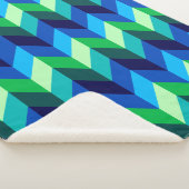 Blauw Groen Ombre Chevrons Medium Sherpa Dekbed Deken (3/4)