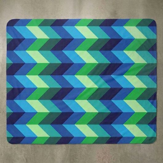 Blauw Groen Ombre Chevrons Medium Sherpa Dekbed Deken