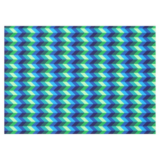 Blauw groen ombre chevrons medium tafelkleed (Voorkant (Horizontaal))