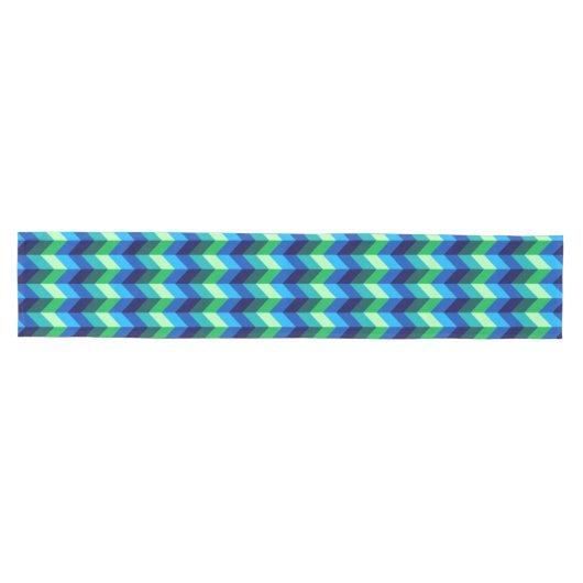 Blauw Groen Ombre Chevrons Medium Tafelloper (Horizontaal)