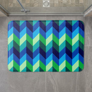 Blauw Groen Ombre Chevrons Middelgrote Badmat
