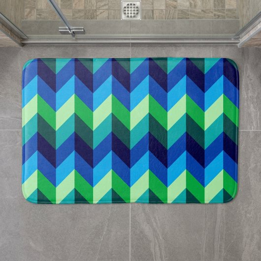 Blauw Groen Ombre Chevrons Middelgrote Badmat