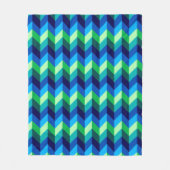 Blauw Groen Ombre Chevrons Middelgrote Fleece Deke Deken (Voorkant)