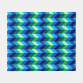 Blauw Groen Ombre Chevrons Middelgrote Fleece Deke Deken (Voorkant (Horizontaal))
