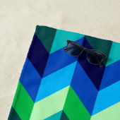 Blauw Groen Ombre Chevrons Strandlaken (In situ)