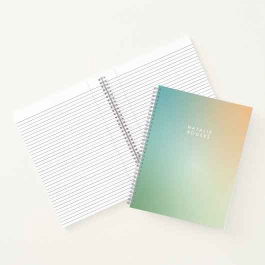 Blauw Groen Ombre Gradient Abstracte naam Notitieboek (Binnen)