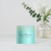 Blauw groen ombre haar stylist make-up artist mode vierkante visitekaartje (Staand voorkant)