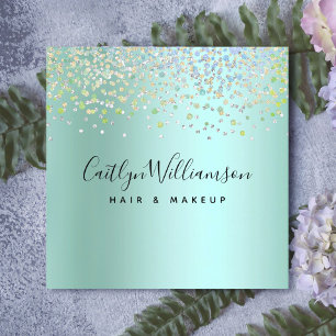 Blauw groen ombre haar stylist make-up artist mode vierkante visitekaartje