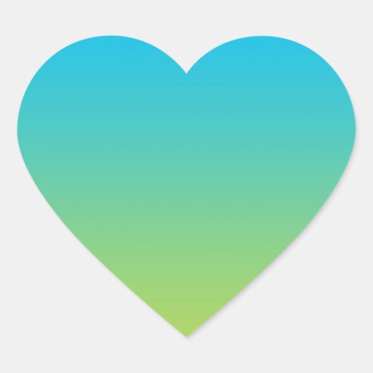 Blauw & Groen Ombre Hart Sticker (Voorkant)