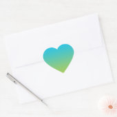 Blauw & Groen Ombre Hart Sticker (Envelop)