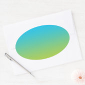 Blauw & Groen Ombre Ovale Sticker (Envelop)
