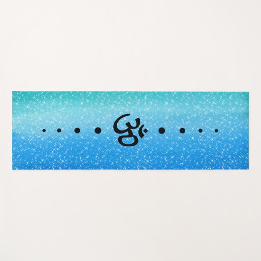 Blauw groen Ombre Sparkle Om symbool Yogamat (Voorkant (horizontaal))