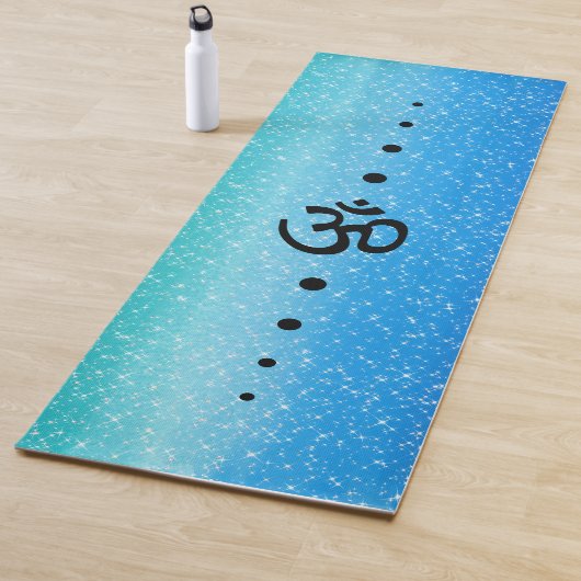 Blauw groen Ombre Sparkle Om symbool Yogamat (In situ)
