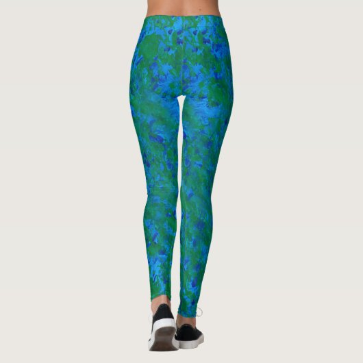 Blauw groen onderwater Abstract gestructureerd pat Leggings (Achterkant)