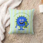 Blauw Groen Onze Kleine Monster Jongen 1e Verjaard Kussen (Deken)