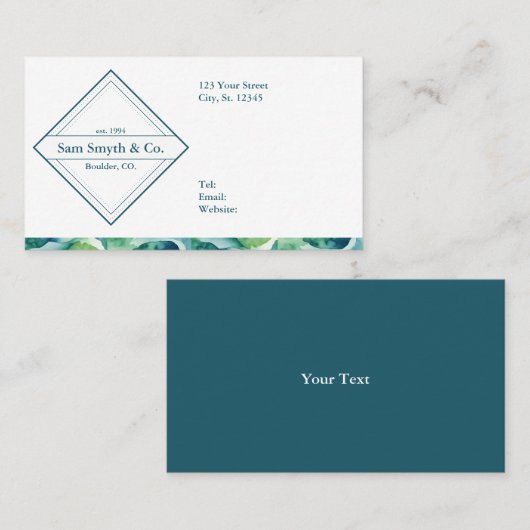 Blauw/Groen op Wit Bedrijfsontwerp Visitekaartje (Voorkant / Achterkant)