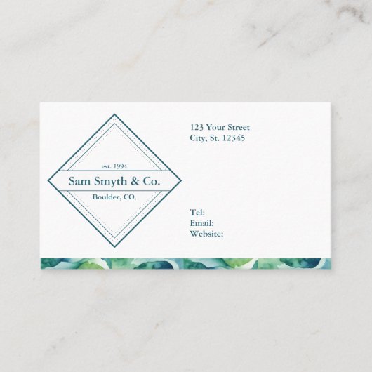 Blauw/Groen op Wit Bedrijfsontwerp Visitekaartje (Voorkant)