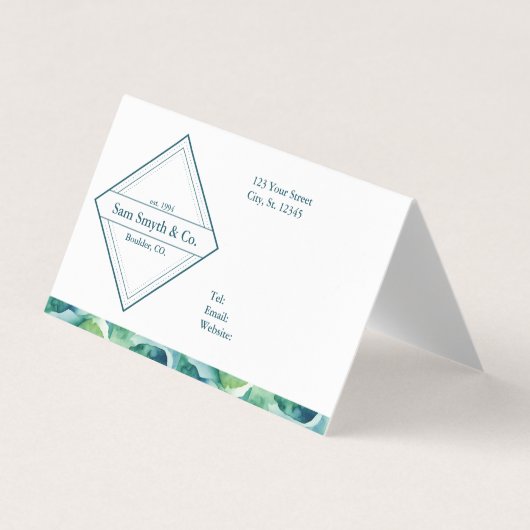 Blauw/Groen op Wit Bedrijfsontwerp Visitekaartje (Voorkant)